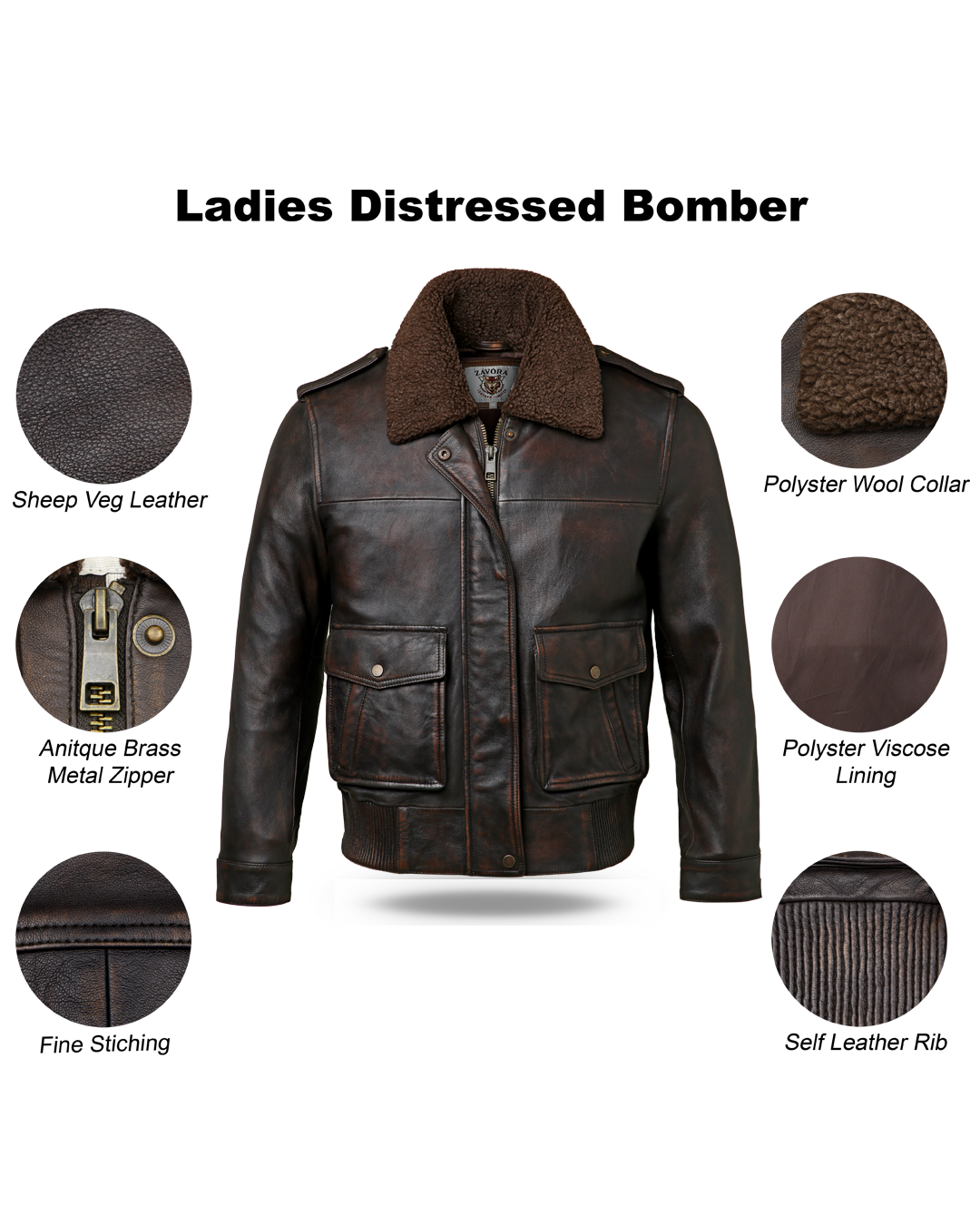 Ladies Distressed Bomber