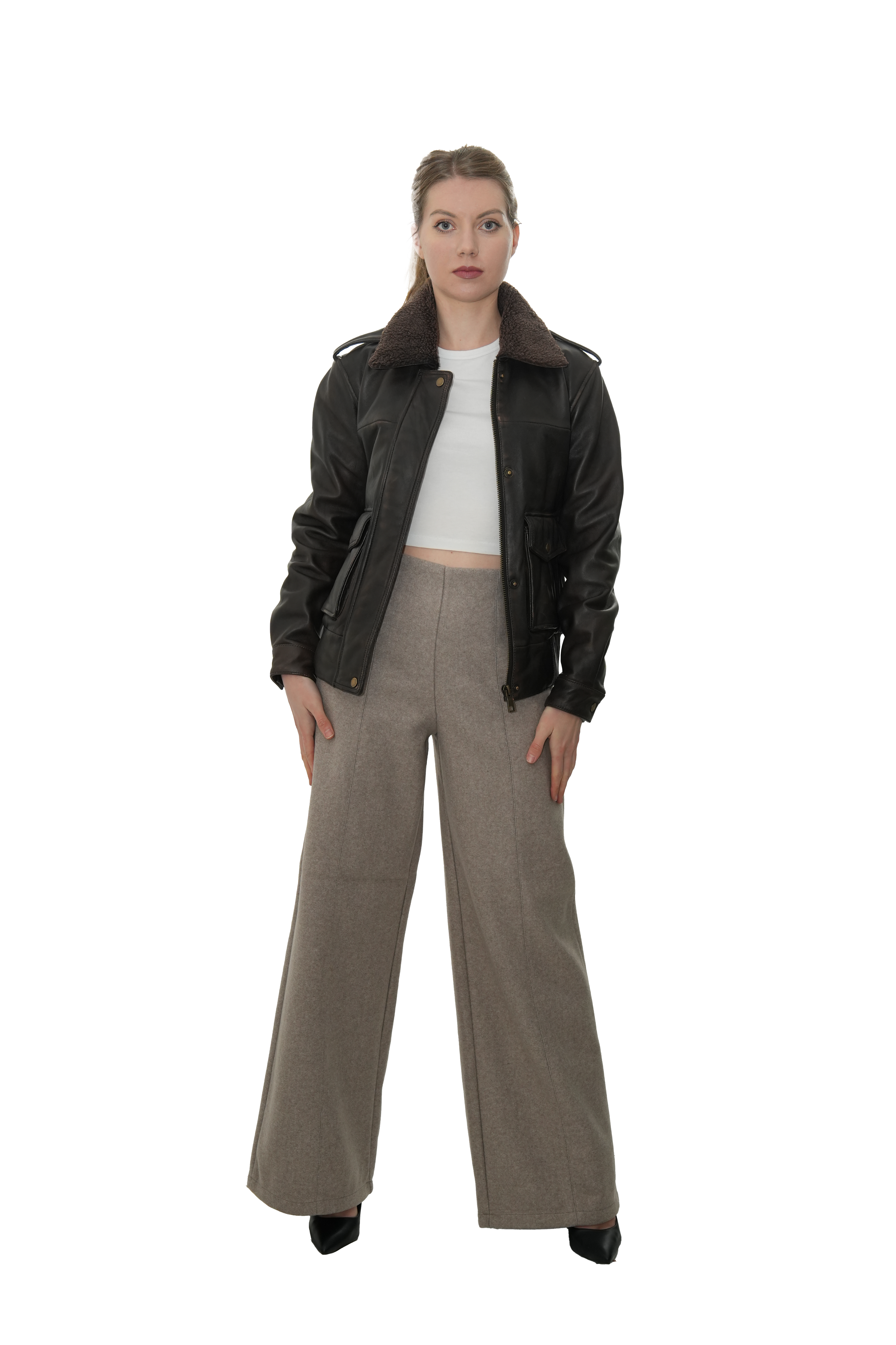 Ladies Distressed Bomber