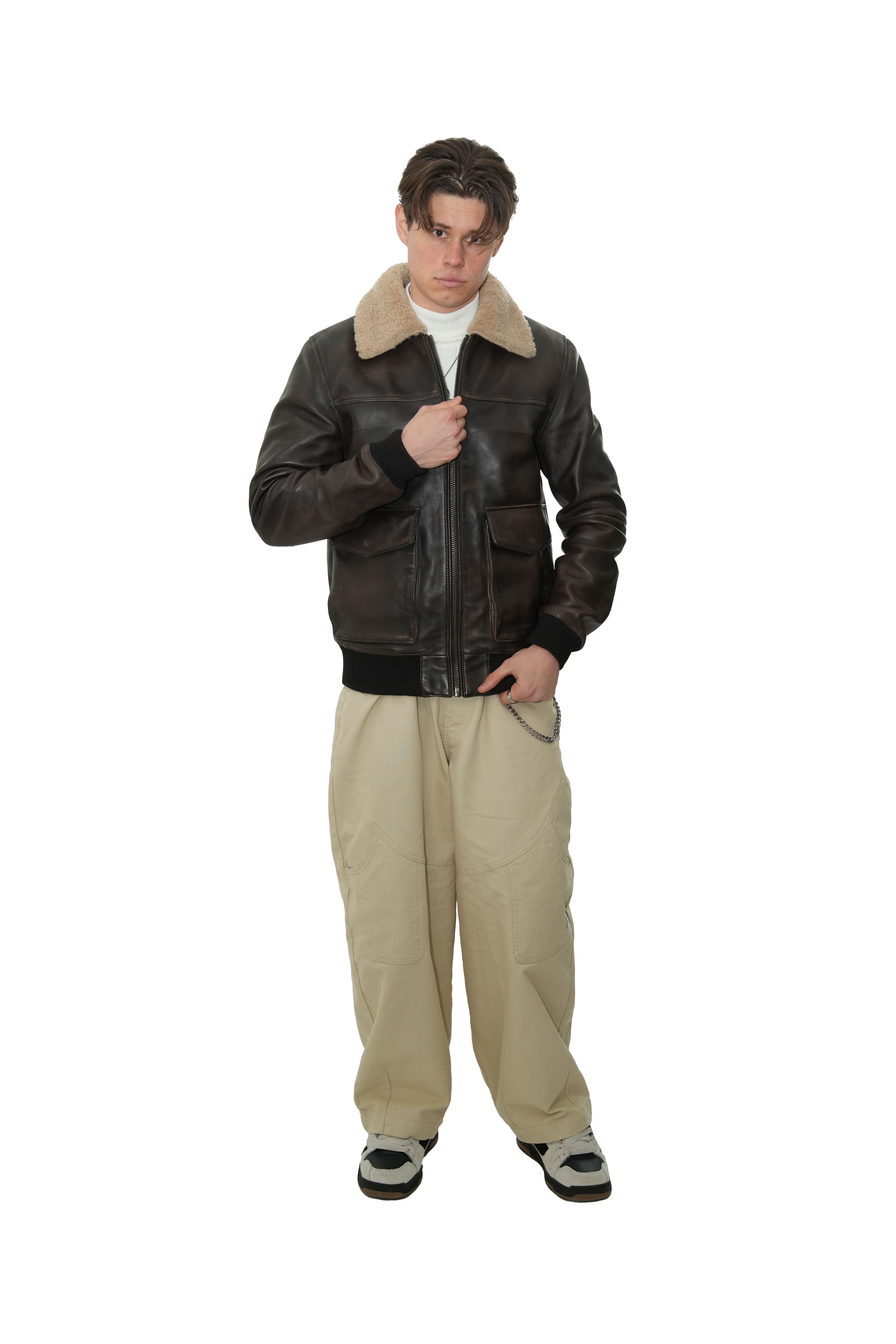 Vintage Leather Bomber Jacket